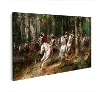 islandburner Cuadro sobre lienzo Dramática escena de caza en el bosque con jinetes y caballos - Edición Z4