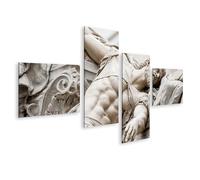 islandburner Cuadro sobre lienzo Dramática Escultura de un guerrero heroico para decoración de pared - 4 piezas - Edición T1