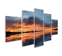 islandburner Cuadro sobre lienzo dramático atardecer sobre nivel de sal - Mural para amantes de la naturaleza - 5 piezas
