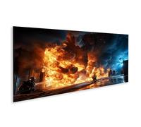 islandburner Cuadro sobre lienzo Dramático Bomberos Mural para Oficina o Taller - Para Héroes de la Vida cotidiana - Panorama