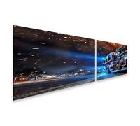 islandburner Cuadro sobre lienzo Dramático Camión de Bomberos Mural para Oficina - Para Héroes de la Vida cotidiana - 2 piezas