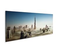 islandburner cuadro sobre lienzo Dubai vista urbana niebla fotografía aérea Emiratos Árabes Unidos imágenes murales carteles
