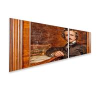 islandburner Cuadro sobre lienzo Edgar Allan Poe retrato en escritorio con utensilios de escritura - 2 piezas