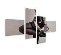 islandburner Cuadro sobre lienzo elegante de mujer con traje de látex con tacones altos - 4 piezas - Edición O1