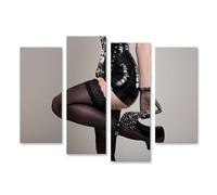 islandburner Cuadro sobre lienzo elegante de mujer en traje de látex con tacones altos - 4 piezas