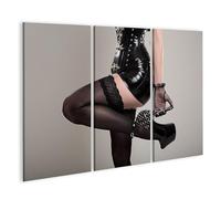 islandburner Cuadro sobre lienzo elegante de una mujer en traje de látex con tacones altos - 3 piezas