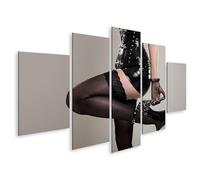 islandburner Cuadro sobre lienzo elegante de una mujer en traje de látex con tacones altos - 5 piezas