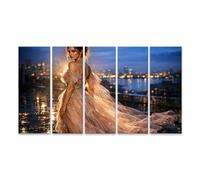 islandburner Cuadro sobre lienzo Elegante vestido de noche en un ambiente urbano glamuroso como mural - 5 piezas XXL