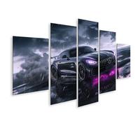 islandburner Cuadro sobre lienzo en tormenta eléctrica con luz de neón púrpura para salón, entusiastas de los coches, concesionarios de coches, cuadros murales, póster