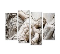 islandburner Cuadro sobre lienzo Escultura dramática de un guerrero heroico para decoración de pared - 4 piezas