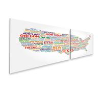 islandburner Cuadro sobre lienzo Estados Unidos mapa palabra nube collage imágenes murales póster IICD-2K