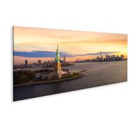 islandburner Cuadro sobre lienzo Estatua de la Libertad al atardecer en la ciudad de Nueva York, 120 x 40 cm
