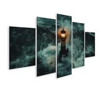 islandburner Cuadro sobre lienzo faro en la tormenta con ondas imágenes murales póster