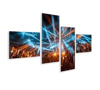 islandburner Cuadro sobre lienzo fascinante atmósfera de concierto mural para sala de estar para aficionados a la música - 4 piezas - Edición V1