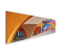 islandburner Cuadro sobre lienzo fascinantes arcos geométricos para oficina, decoración para mentes creativas, 2 piezas