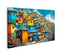 islandburner Cuadro sobre lienzo Favelas Casas Coloridas Pobres Gente Sudamérica Imágenes Murales Póster