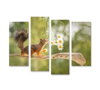 islandburner, Cuadro sobre lienzo femenino ardilla roja en rama de árbol con flores de pie mural póster lienzo lienzo