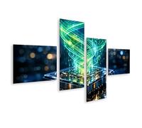 islandburner Cuadro sobre lienzo Futurista de Procesador cuántico con efectos energéticos - 4 piezas - Edición H1