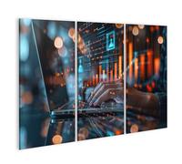 islandburner Cuadro sobre lienzo gestor de proyectos explora datos en el ordenador portátil, representado en mural de oficina en casa, empresa de consultoría informática, lienzo