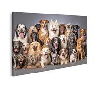 islandburner Cuadro sobre lienzo grupo grande perros diferentes razas mascotas sentado blanco cuadros murales carteles