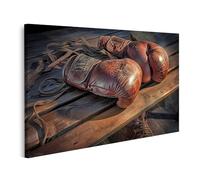 islandburner Cuadro sobre lienzo Guantes de boxeo antiguos en banco de madera para gimnasio entusiastas de los deportes Gimnasio Imágenes Murales Póster