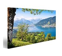 islandburner Cuadro sobre lienzo hermoso paisaje con los Alpes y el lago de montaña en Zell Am See Austria Mural Póster Impresión artística imágenes 80 x 40 cm