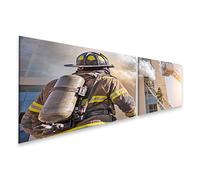 islandburner Cuadro sobre lienzo Heroico Bomberos Rescate Mural Oficina Para Valiente - 2 Piezas