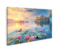 islandburner Cuadro sobre lienzo isla tailandesa con flores de loto isla sueños Koh Samui para dormitorio naturaleza centro de bienestar imágenes murales póster