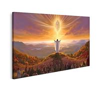 islandburner cuadro sobre lienzo Jesús de pie en la colina orando a Dios Fe Religión Cuadros Murales Póster