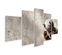 islandburner Cuadro sobre lienzo Juego de té minimalista sobre mesa de travertino para elegantes lecciones de té - 5 piezas