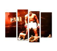 islandburner Cuadro sobre lienzo Leyenda del boxeo Muhammad Ali en el anillo contra contrapartes cuadros murales 130 x 80 cm