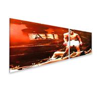 islandburner Cuadro sobre lienzo Leyenda del boxeo Muhammad Ali en el anillo contra contrapartes cuadros murales 160 x 40 cm