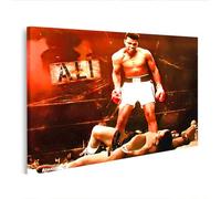 islandburner Cuadro sobre lienzo Leyenda del boxeo Muhammad Ali en el anillo contra contrapartes cuadros murales 100 x 57 cm
