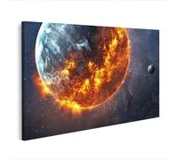 islandburner Cuadro sobre lienzo Llamas vivas en un planeta en el espacio Imágenes Murales 80x40cm