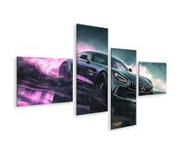 islandburner Cuadro sobre lienzo lluvia de neón AMG en la tormenta para sala de estar amantes de los coches concesionario imágenes murales póster