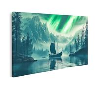 islandburner Cuadro sobre Lienzo Luces del Norte Sobre Un Barco Vikingo Cuadros Murales Póster