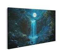 islandburner Cuadro sobre lienzo luna cascada en bosque mágico imágenes murales carteles