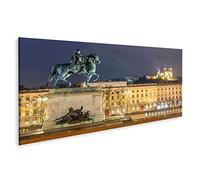 islandburner Cuadro sobre lienzo Lyon Place Bellecour Francia Estatua Rey Luis XIV Noche Imágenes Murales Póster