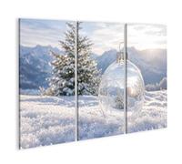 islandburner Cuadro sobre lienzo mágico bola de Navidad mural decoración de salón para soñadores de invierno - 3 piezas