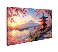 islandburner Cuadro sobre lienzo mágico Fuji-Sakura panorámico para salón decoración para aficionados a los viajes - Edición C1