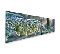 islandburner Cuadro sobre lienzo mágico helecho escarcha mural salón para amantes de la naturaleza - 2 piezas