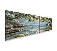 islandburner Cuadro sobre lienzo mágico mundo submarino mural salón para amantes de la naturaleza - 2 piezas - Edición T1