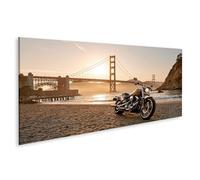 islandburner Cuadro sobre lienzo Majestuosa motocicleta en la playa Mural Sala de estar Para Aventureros - Panorama