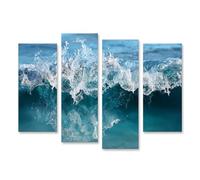 islandburner Cuadro sobre lienzo majestuosa ola congelada mural sala de estar para amantes de la naturaleza - 4 piezas