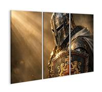 islandburner Cuadro sobre lienzo Medieval Cruzado en armadura Mural para amantes de la historia - 3 piezas