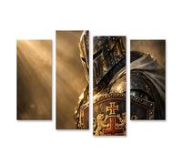 islandburner Cuadro sobre lienzo Medieval Cruzado en armadura Mural para amantes de la historia - 4 piezas