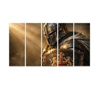 islandburner Cuadro sobre lienzo medieval cruzado en armadura para los amantes de la historia - 5 piezas XXL