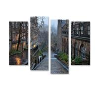 islandburner Cuadro sobre lienzo místico Edimburgo casco antiguo de Edimburgo - Mural de salón para aficionados a los viajes - 4 piezas - Edición L4