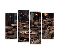 islandburner Cuadro sobre lienzo Místico Medieval Escena Mural Salón para amantes de la historia - 4 piezas - Edición O2