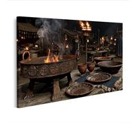 islandburner Cuadro sobre lienzo Místico Medieval Mercado Mural Decoración Salón Decoración para Amantes de la Historia - Edición T2